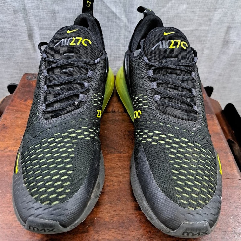 %Nike Air Max 270 Black Volt Oil Grey AH8050-017 Running Shoes / A37 - Picture 3 of 11